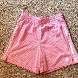 adidas Pink Mesh Athletic Shorts with Side Stripes